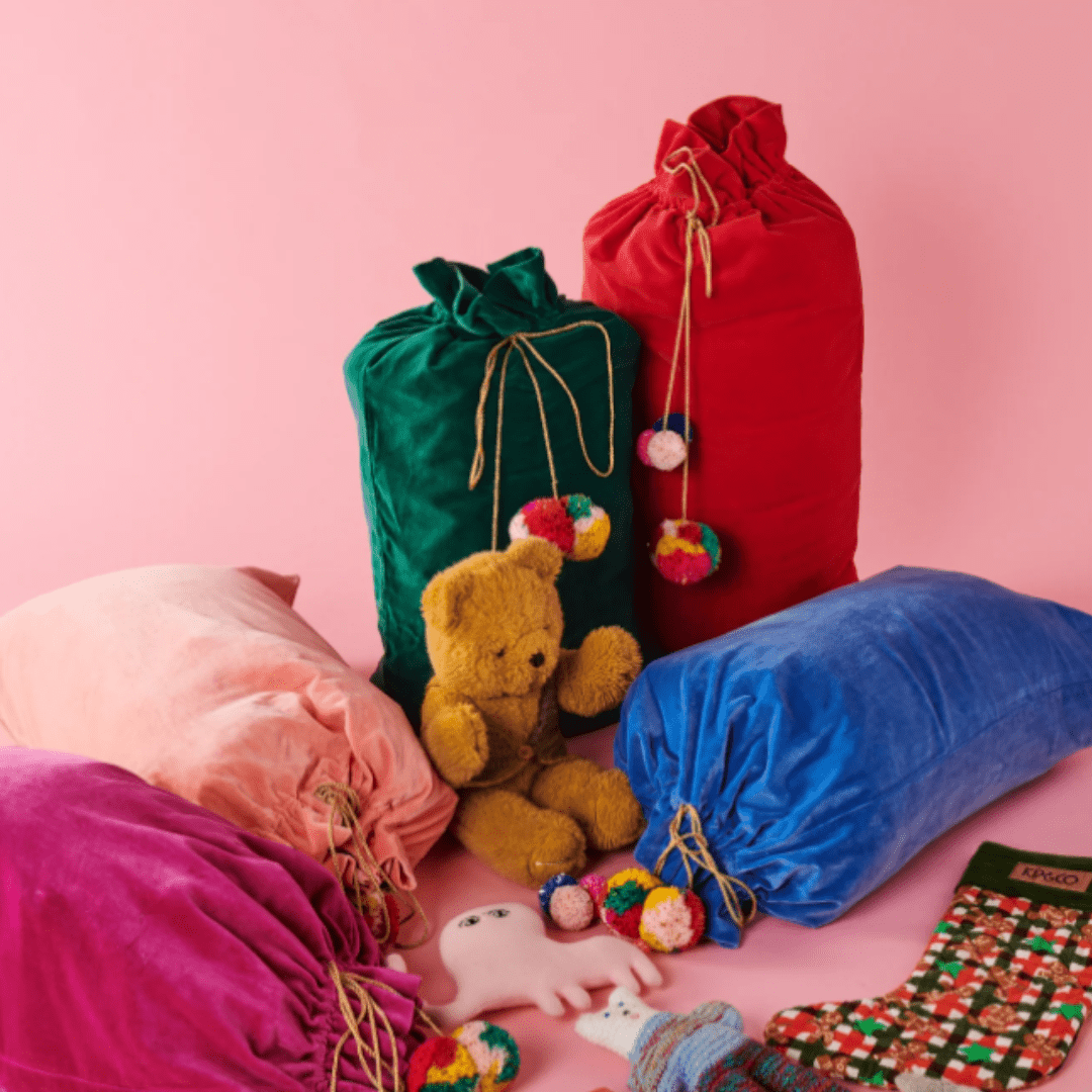 Kip & Co Kissable Hot Pink Velvet Santa Sack - Wonder & Wild