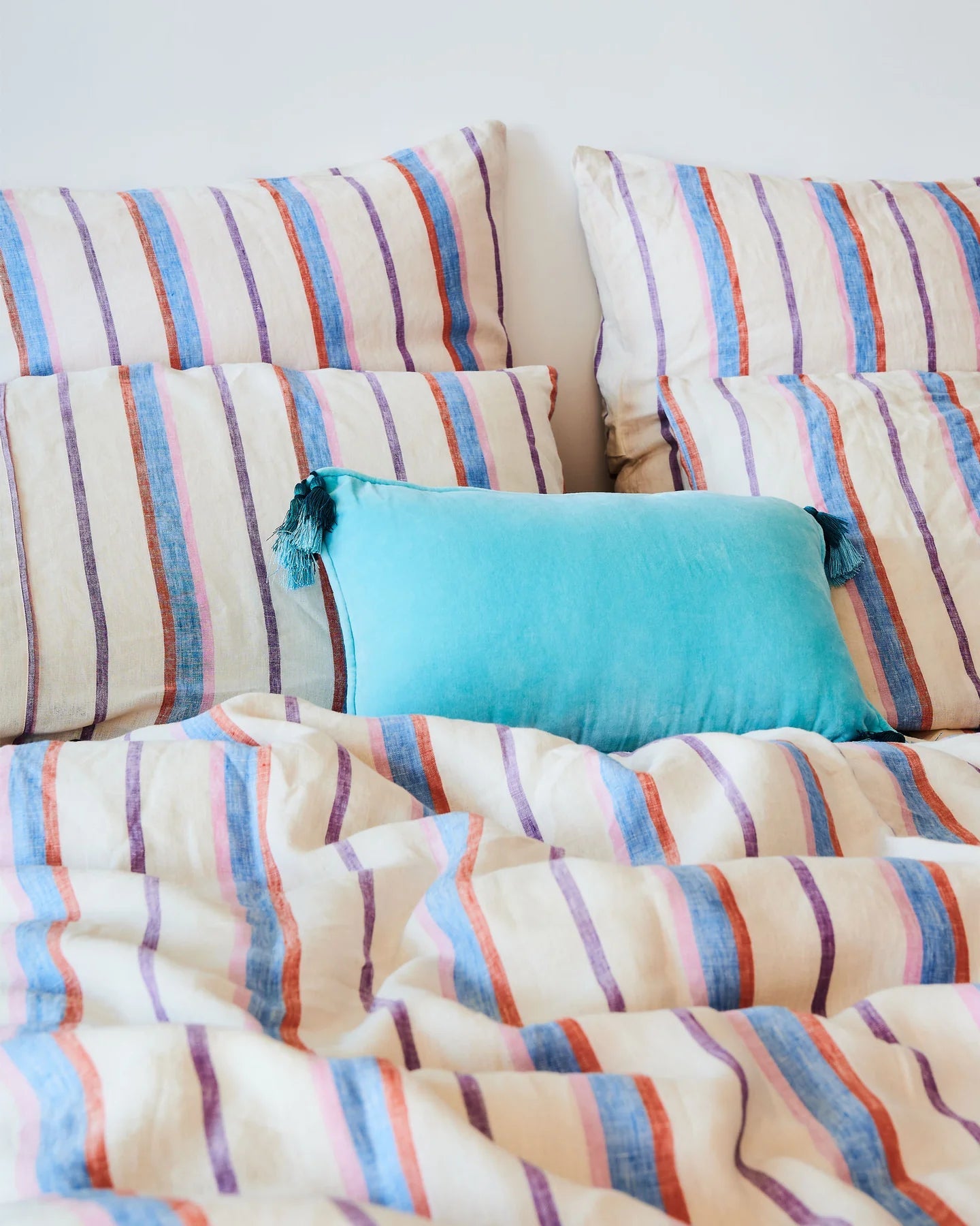 Kip & Co Maldives Stripe Euro Linen Pillowcases Set 2 - Wonder & Wild